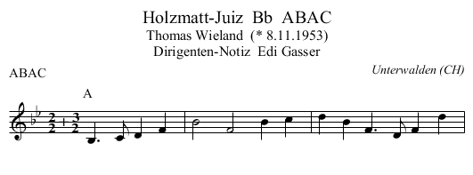 Holzmatt-Juiz  Bb  ABAC - staff notation