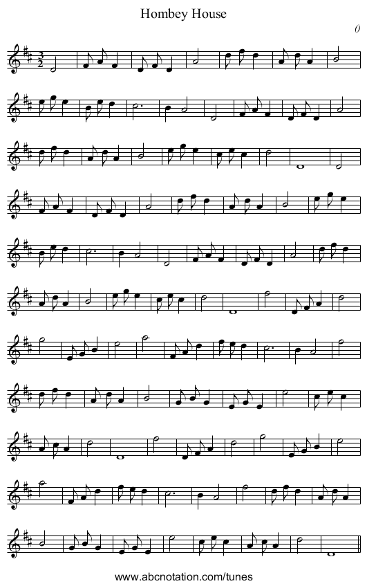 Hombey House - staff notation