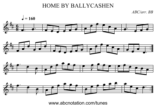 HOME BY BALLYCASHEN - staff notation
