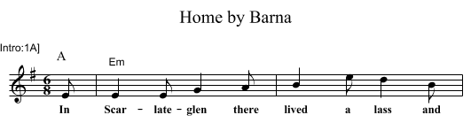 Home by Barna - staff notation