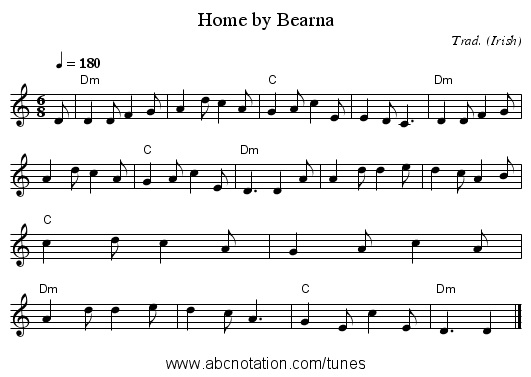 Home by Bearna - staff notation