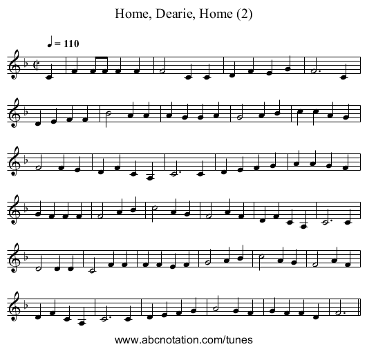 Home, Dearie, Home (2) - staff notation