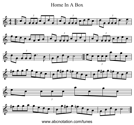 Home In A Box - staff notation