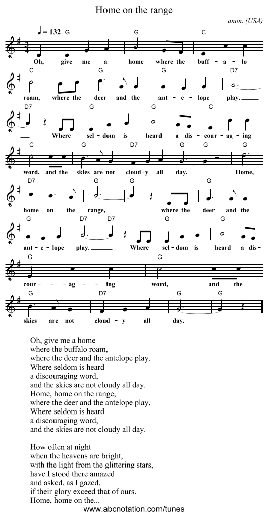 Home on the range - staff notation