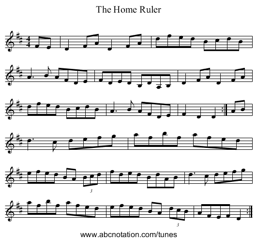 Home Ruler, The - staff notation