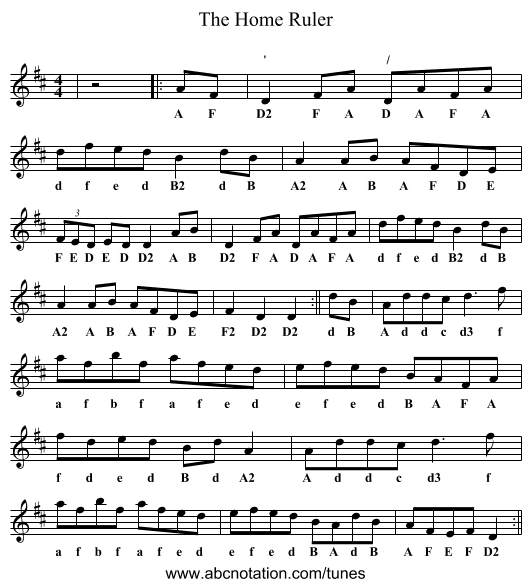 Home Ruler, The - staff notation