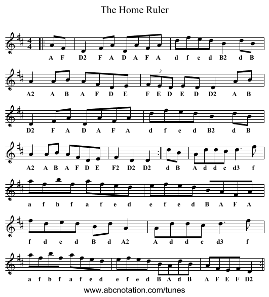 Home Ruler, The - staff notation