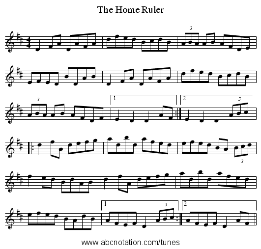 Home Ruler, The - staff notation