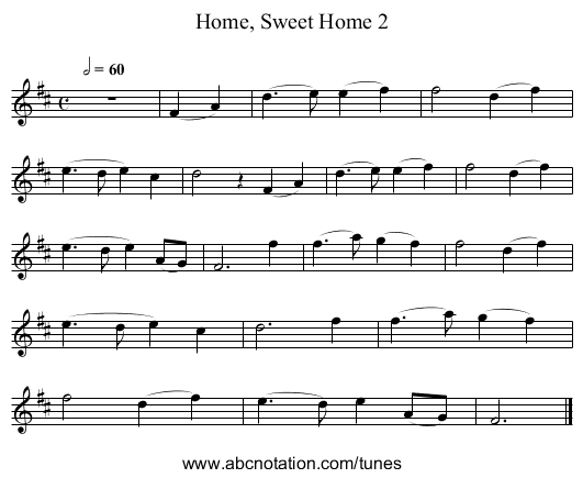 Home, Sweet Home 2 - staff notation