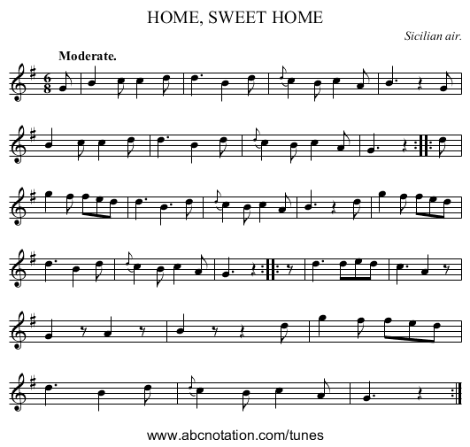 HOME, SWEET HOME - staff notation