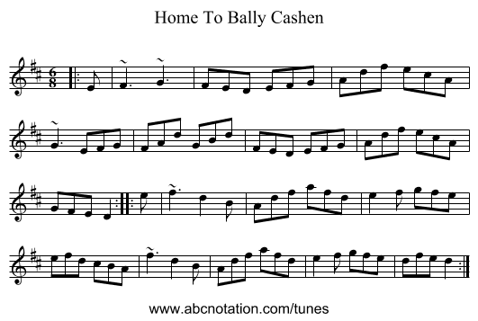Home To Bally Cashen - staff notation
