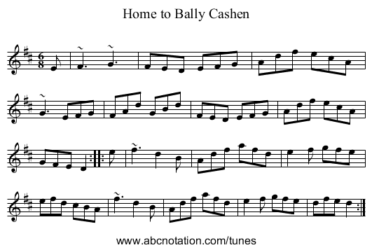 Home to Bally Cashen - staff notation