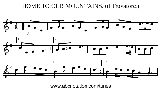 HOME TO OUR MOUNTAINS. (il Trovatore.) - staff notation