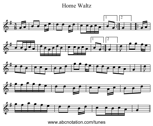 Home Waltz - staff notation