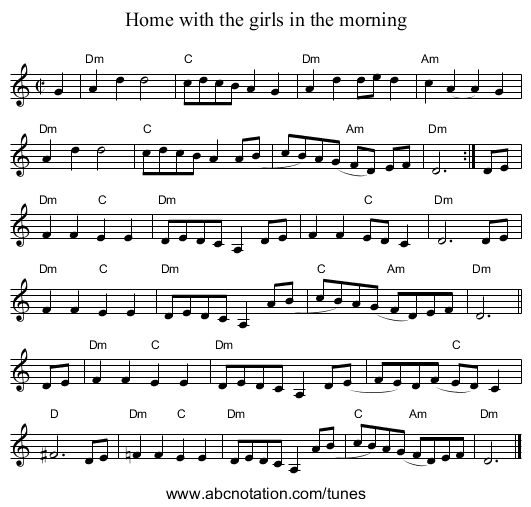 Home with the girls in the morning - staff notation