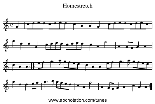 Homestretch - staff notation