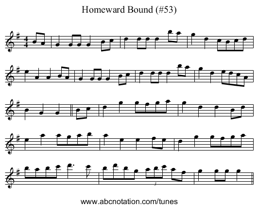 Homeward Bound (#53) - staff notation
