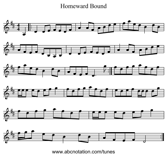 Homeward Bound - staff notation