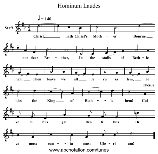 Hominum Laudes - staff notation