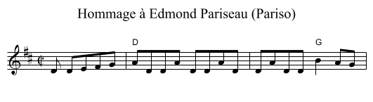 Hommage &agrave; Edmond Pariseau (Pariso) - staff notation