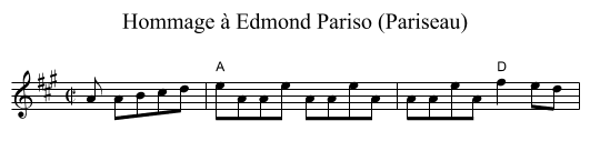Hommage &agrave; Edmond Pariso (Pariseau) - staff notation
