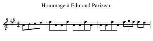 Hommage à Edmond Parizeau - staff notation