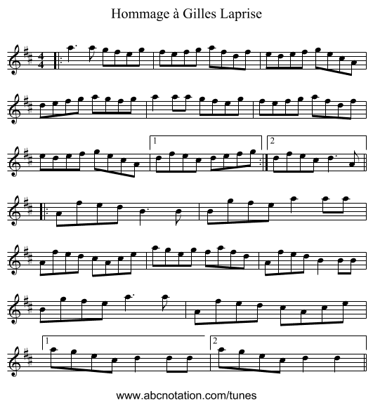 Hommage à Gilles Laprise - staff notation