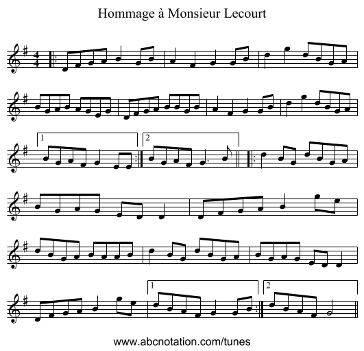 Hommage à Monsieur Lecourt - staff notation
