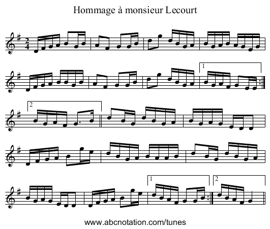 Hommage à monsieur Lecourt - staff notation