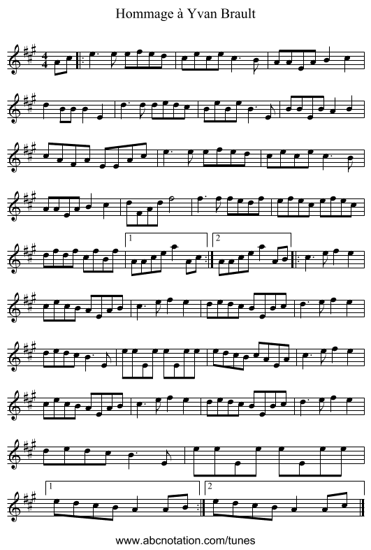 Hommage à Yvan Brault - staff notation