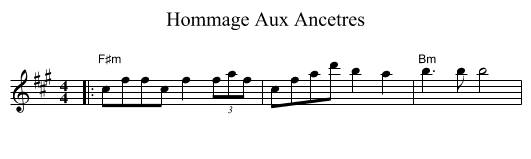 Hommage Aux Ancetres - staff notation