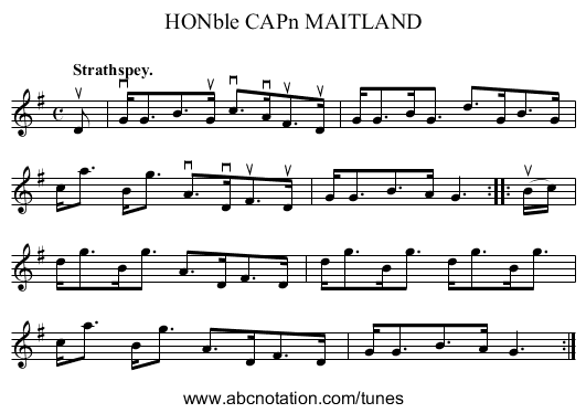 HONble CAPn MAITLAND - staff notation