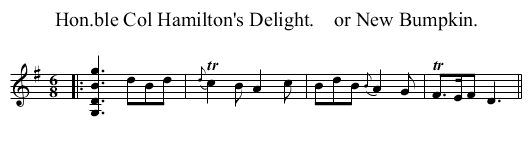 Hon.ble Col Hamilton's Delight.    or New Bumpkin. - staff notation