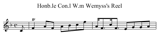 Honb.le Con.l W.m Wemyss's Reel - staff notation