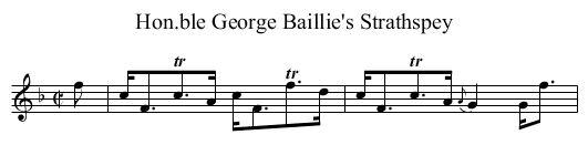 Hon.ble George Baillie's Strathspey - staff notation