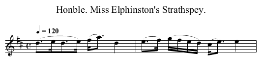 Honble. Miss Elphinston's Strathspey. - staff notation