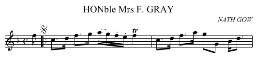 HONble Mrs F. GRAY - staff notation