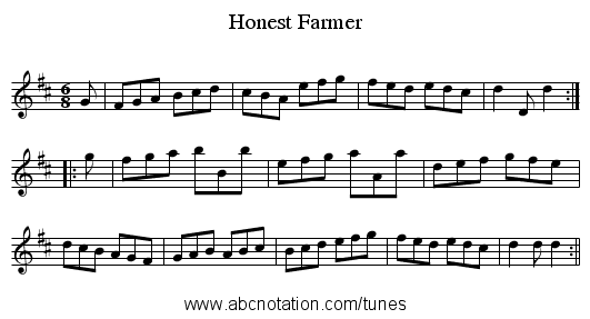 Honest Farmer - staff notation