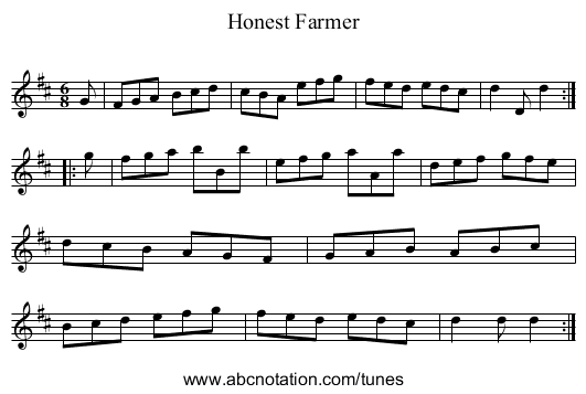 Honest Farmer - staff notation
