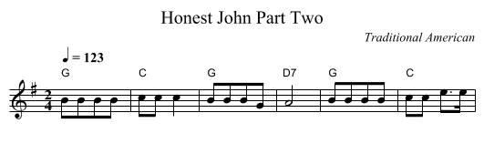 Honest John Part Two - staff notation