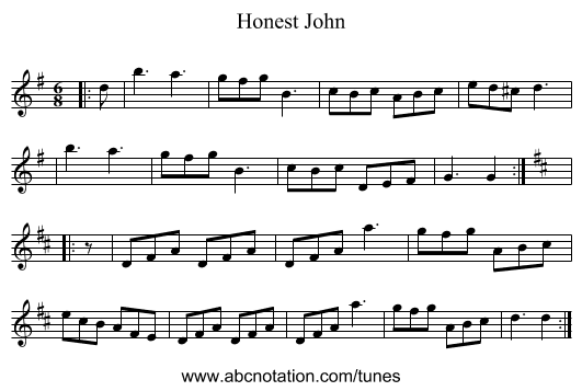 Honest John - staff notation