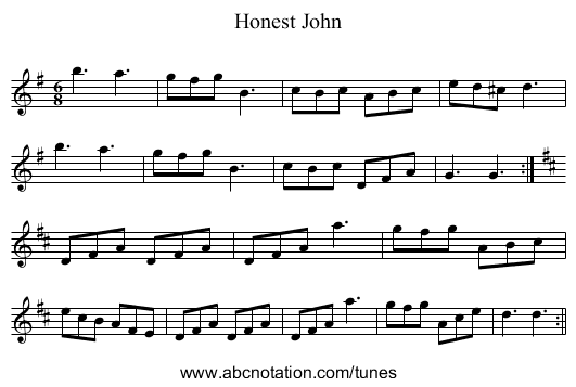 Honest John - staff notation