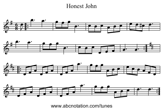 Honest John - staff notation
