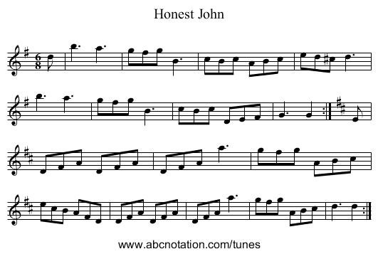 Honest John - staff notation