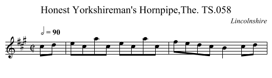 Honest Yorkshireman's Hornpipe,The. TS.058 - staff notation