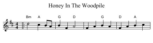 Honey In The Woodpile - staff notation