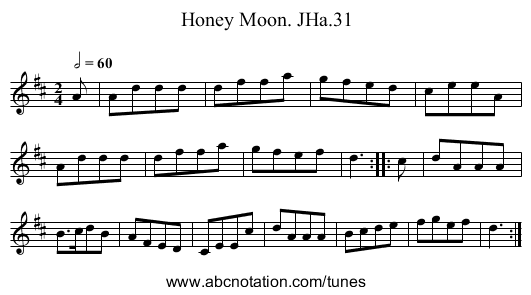 Honey Moon. JHa.31 - staff notation