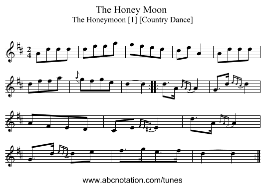 Honey Moon , The - staff notation