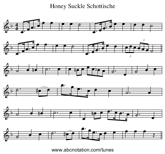 Honey Suckle Schottische - staff notation