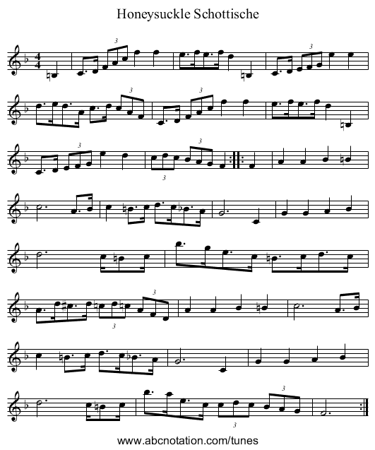 Honeysuckle Schottische - staff notation